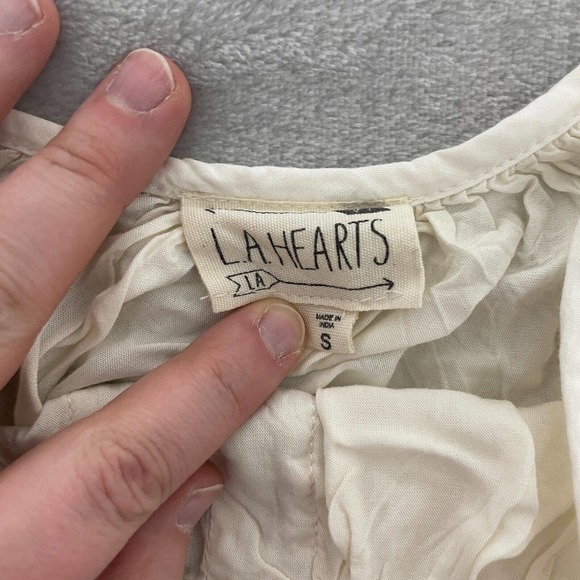 LA Hearts Spaghetti Strap Cropped Long Sleeve Tee Shirt Small White Bohemian - Picture 2 of 6